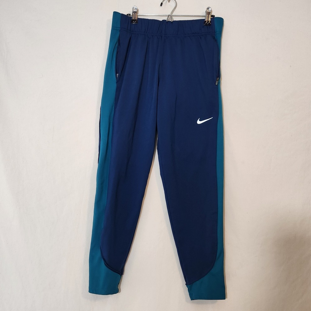 Nike Running Pants Womens Size Medium Blue Teal Therma-FIT Athletic Zip Pockets